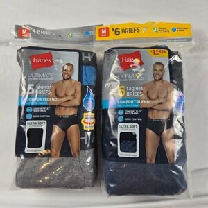 Hanes Ultimate Tagless Briefs Men's M 11 Pair Lot ComfortFlex Cotton Blend